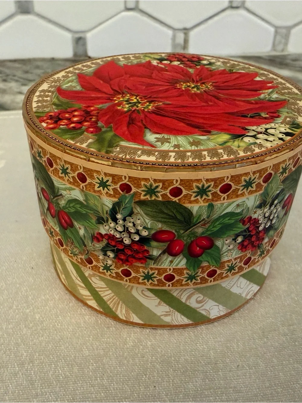 Punch Studio Red Poinsettia Holiday gift box